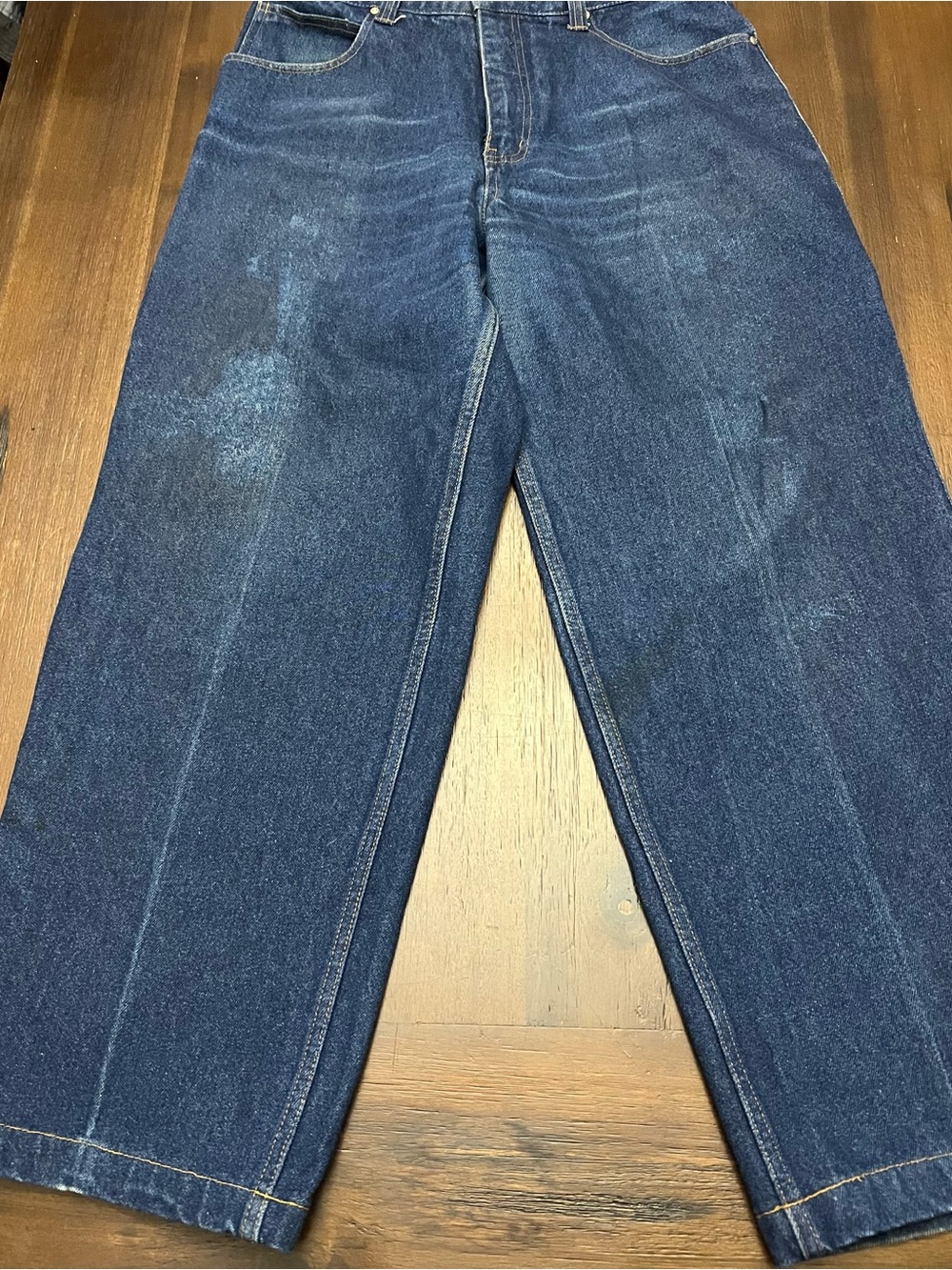FUBU Men's Straight Jeans in Dark Blue Denim